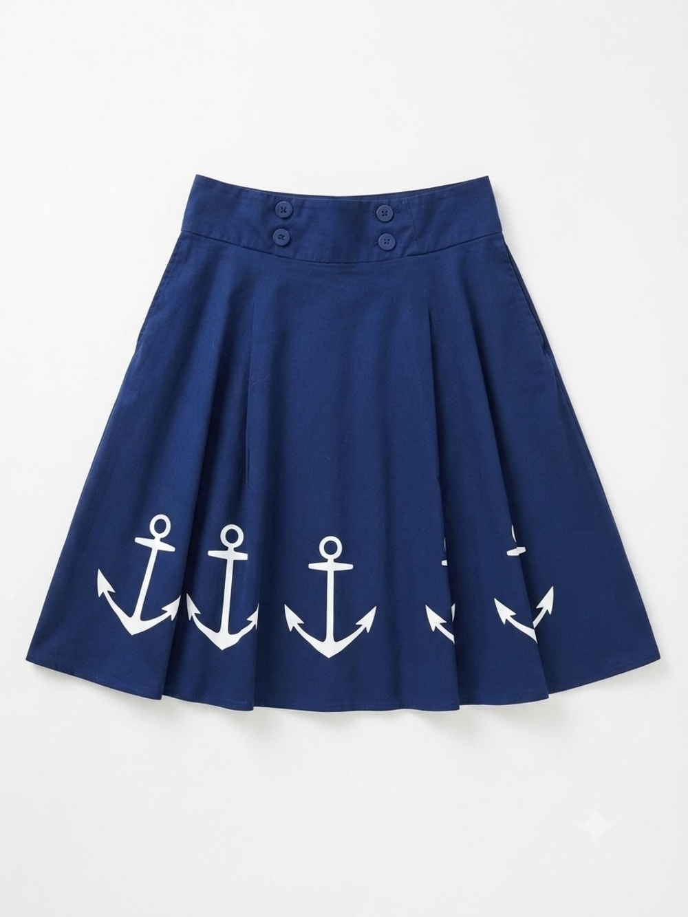 Hot Topic Navy Anchor Print Midi Skirt